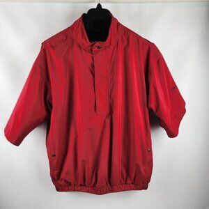 Dryjoys Jacket Mens Large Red Footjoy Windbreaker 1/2 Button Zip Mock Neck